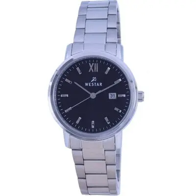 Westar Black Dial Stainless Steel Quartz 40245 STN 103 Women's Watch