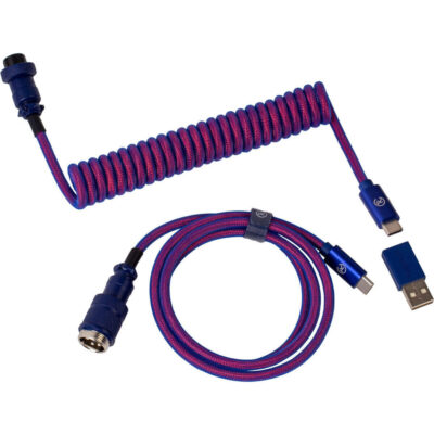 Keychron Premium Coiled Aviator USB Cable | Type-C + USB-A Adapter | Detachable Aviator Connector | 108 cm