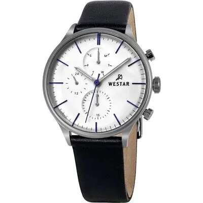 Westar Profile Leather Strap Silver Dial Quartz 50192STN407 Men's Watch