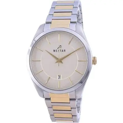 Westar Champagne Dial Two Tone Stainless Steel Quartz 50213 CBN 102 Men's Watch