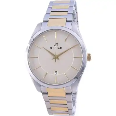 Westar Champagne Dial Two Tone Stainless Steel Quartz 50213 CBN 102 Men's Watch