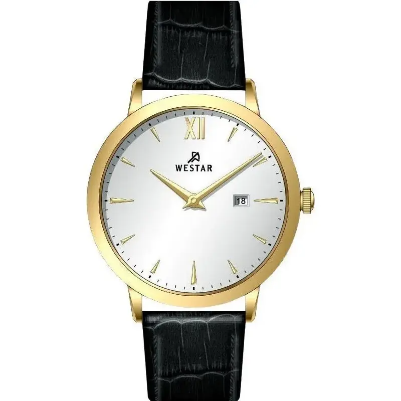 Westar Profile Leather Strap Silver Dial Quartz 50214GPN107 Men's Watch