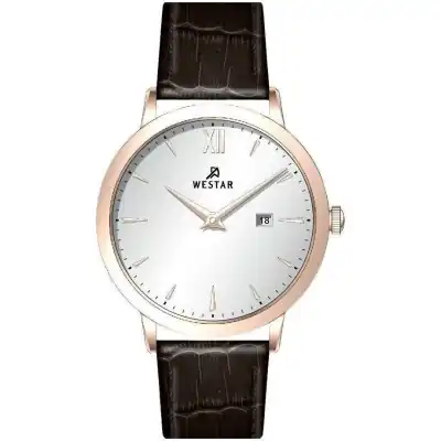 Westar Profile Leather Strap Silver Dial Quartz 50214PPN627 Men's Watch