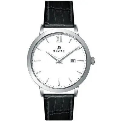 Westar Profile Leather Strap White Dial Quartz 50214STN101 Men's Watch