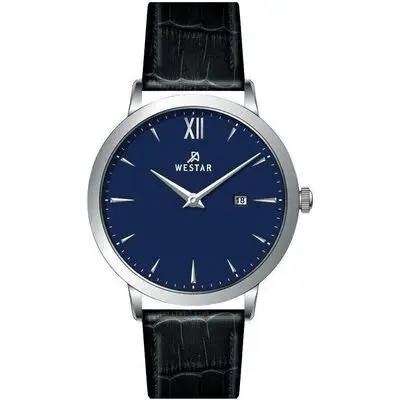 Westar Profile Leather Strap Blue Dial Quartz 50214STN104 Men's Watch