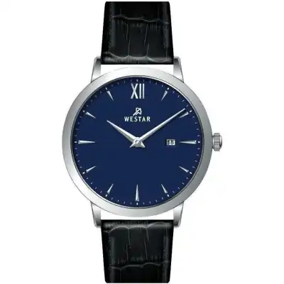 Westar Profile Leather Strap Blue Dial Quartz 50214STN104 Men's Watch
