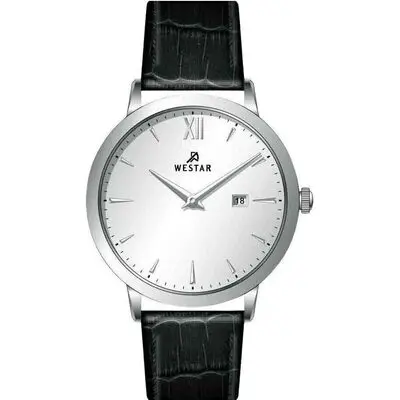 Westar Profile Leather Strap Silver Dial Quartz 50214STN107 Men's Watch