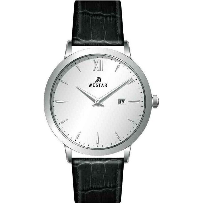 Westar Profile Leather Strap Silver Dial Quartz 50214STN107 Men's Watch