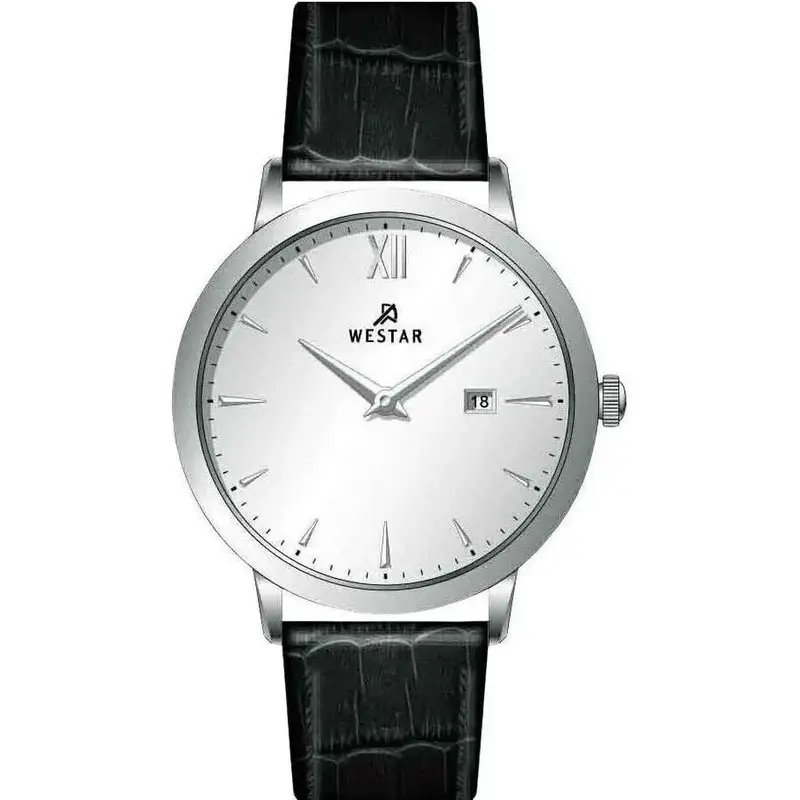 Westar Profile Leather Strap Silver Dial Quartz 50214STN107 Men's Watch