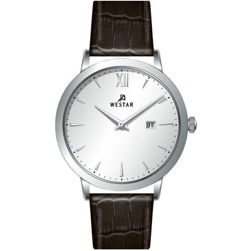 Westar Profile Leather Strap Silver Dial Quartz 50214stn127 Men's Watch
