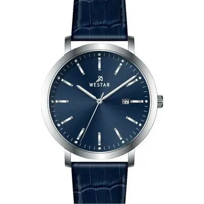 Westar Profile Leather Strap Blue Dial Quartz 50216STN144 Men's Watch