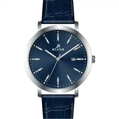 Westar Profile Leather Strap Blue Dial Quartz 50216STN144 Men's Watch