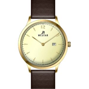 Westar Profile Leather Strap Light Champagne Dial Quartz 50217GPN122 Men's Watch