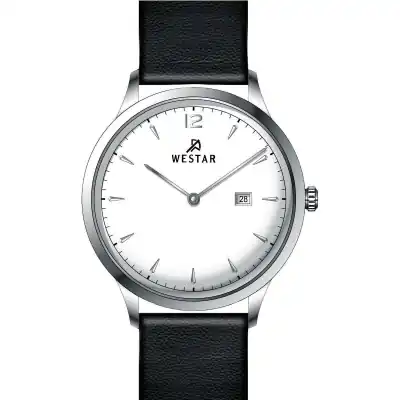 Westar Profile Leather Strap White Dial Quartz 50217STN101 Men's Watch
