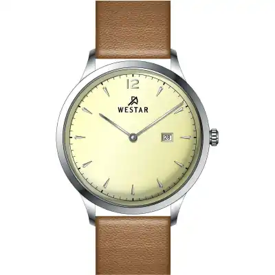 Westar Profile Leather Strap Light Champagne Dial Quartz 50217STN182 Men's Watch