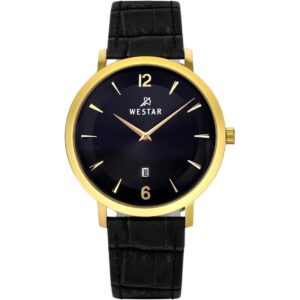 Westar Profile Leather Strap Black Dial Quartz 50219GPN103 Men's Watch