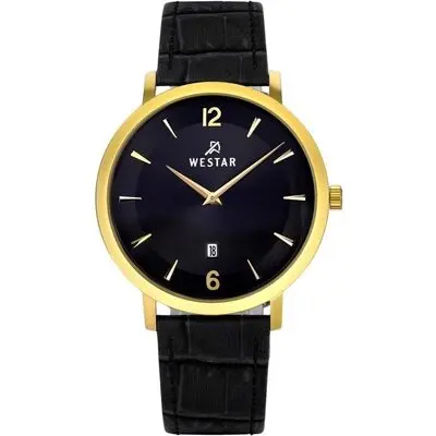 Westar Profile Leather Strap Black Dial Quartz 50219GPN103 Men's Watch