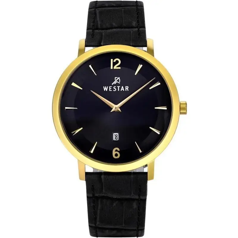 Westar Profile Leather Strap Black Dial Quartz 50219GPN103 Men's Watch