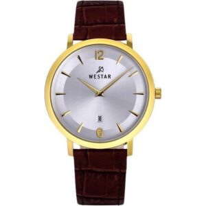 Westar Profile Leather Strap Silver Dial Quartz 50219GPN127 Men's Watch