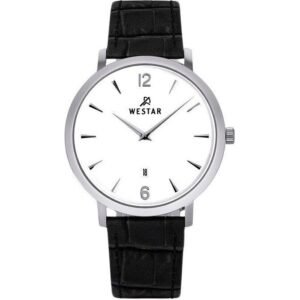 Westar Profile Leather Strap White Dial Quartz 50219STN101 Men's Watch
