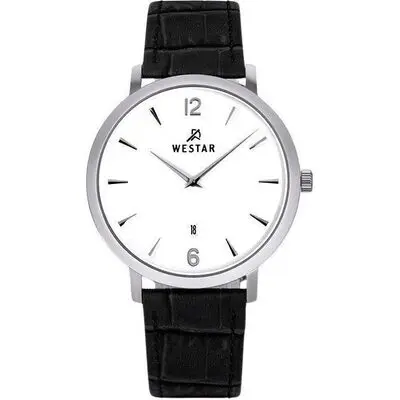 Westar Profile Leather Strap White Dial Quartz 50219STN101 Men's Watch