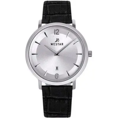 Westar Profile Leather Strap Silver Dial Quartz 50219STN107 Men's Watch