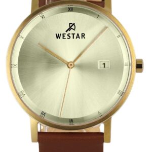 Westar Profile Leather Strap Light Champagne Dial Quartz 50221GPN122 Men's Watch