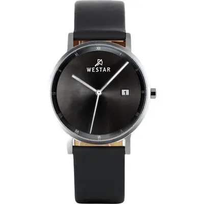 Westar Profile Leather Strap Black Dial Quartz 50221STN103 Men's Watch