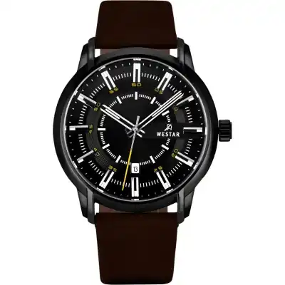 Westar Profile Leather Strap Black Dial Quartz 50228BBN523 Men's Watch