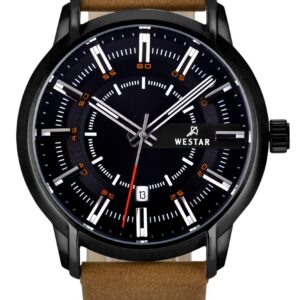 Westar Profile Leather Strap Black Dial Quartz 50228STN883 Men's Watch