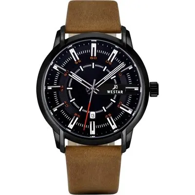 Westar Profile Leather Strap Black Dial Quartz 50228STN883 Men's Watch