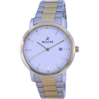 Westar White Dial Two Tone Stainless Steel Quartz 50243 CBN 101 Men's Watch