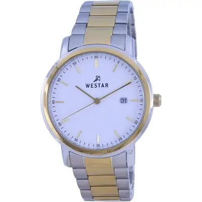 Westar White Dial Two Tone Stainless Steel Quartz 50243 CBN 101 Men's Watch