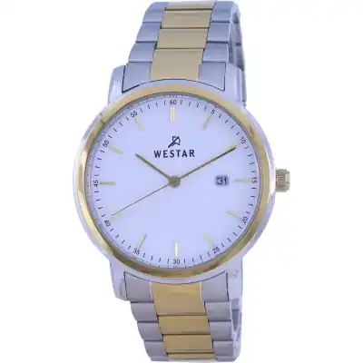 Westar White Dial Two Tone Stainless Steel Quartz 50243 CBN 101 Men's Watch