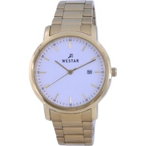 Westar White Dial Gold Tone Stainless Steel Quartz 50243 GPN 101 Men's Watch