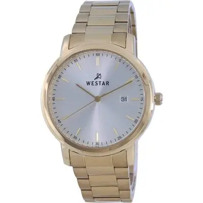 Westar Silver Dial Gold Tone Stainless Steel Quartz 50243 GPN 102 Men's Watch