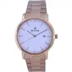 Westar White Dial Rose Gold Tone Stainless Steel Quartz 50243 PPN 601 Men's Watch