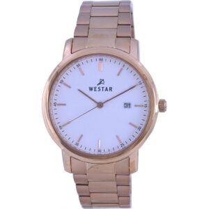 Westar White Dial Rose Gold Tone Stainless Steel Quartz 50243 PPN 601 Men's Watch