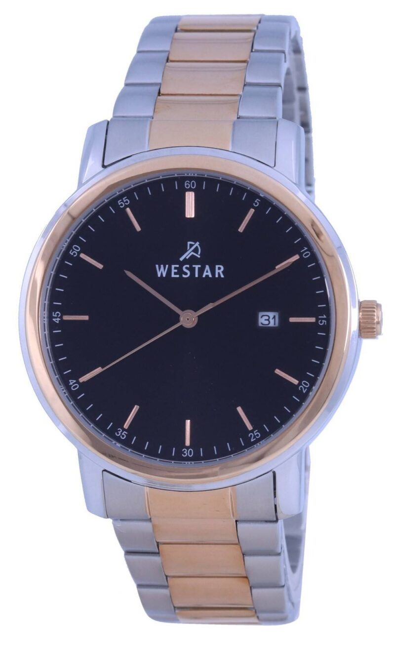 Westar Black Dial Two Tone Stainless Steel Quartz 50243 SPN 603 Men's Watch Westar Black Dial Two Tone Stainless Steel Quartz 50243 SPN 603 Men's Watch