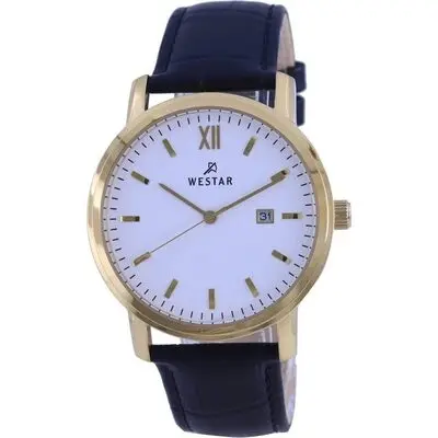 Westar White Dial Gold Tone Stainless Steel Quartz 50244 GPN 101 Men's Watch
