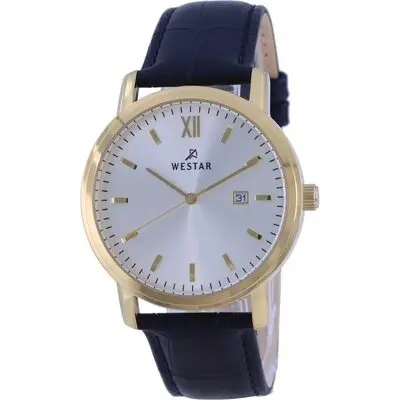 Westar Silver Dial Leather Strap Quartz 50244 GPN 102 Men's Watch