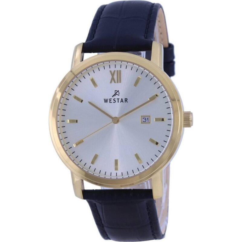 Westar Silver Dial Leather Strap Quartz 50244 GPN 102 Men's Watch