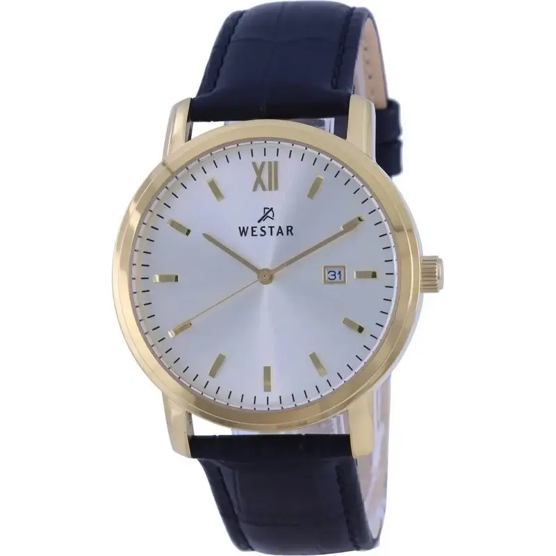 Westar Silver Dial Leather Strap Quartz 50244 GPN 102 Men's Watch