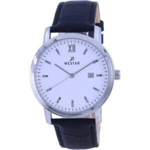 Westar White Dial Leather Strap Quartz 50244 STN 101 Men's Watch