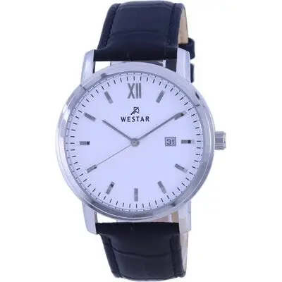 Westar White Dial Leather Strap Quartz 50244 STN 101 Men's Watch