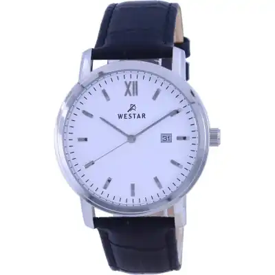 Westar White Dial Leather Strap Quartz 50244 STN 101 Men's Watch