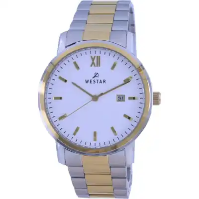 Westar White Dial Two Tone Stainless Steel Quartz 50245 CBN 101 Men's Watch