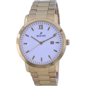 Westar White Dial Gold Tone Stainless Steel Quartz 50245 GPN 101 Men's Watch