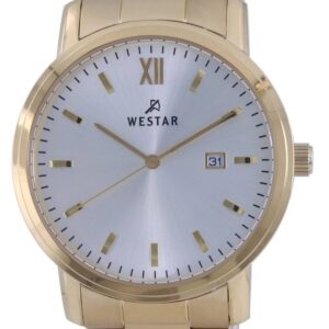 Westar Silver Dial Gold Tone Stainless Steel Quartz 50245 GPN 102 Men's Watch