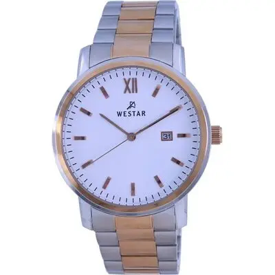 Westar White Dial Two Tone Stainless Steel Quartz 50245 SPN 601 Men's Watch